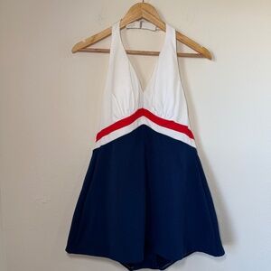 Louisa Brooks Swimsuit Women's Size 20 Red White Blue Vintage One Piece USA